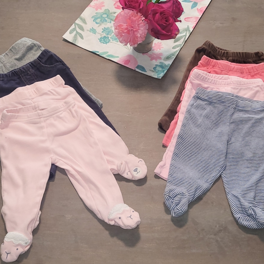 Lot of 8 : Cozy Kids Bottoms - Pink, Blue, Gray